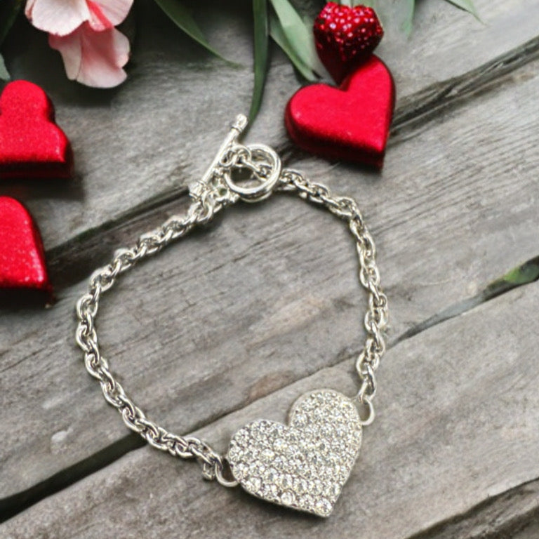 Heart Shape Faux Crystals Bracelet