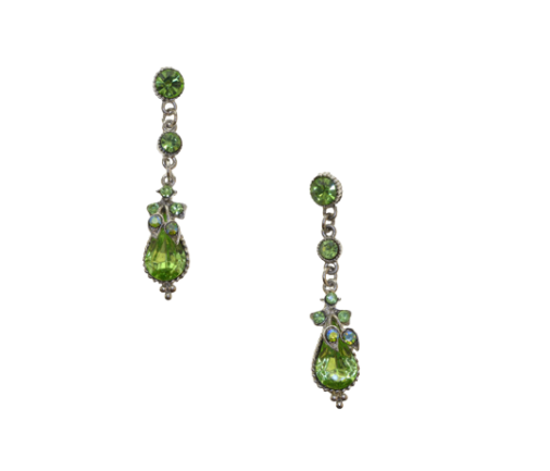 Green Faux Crystal Teardrop Earring