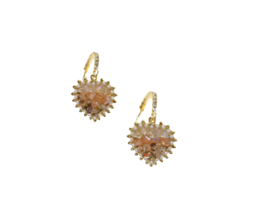 Orange Faux Crystal Heart Shape Drop Earrings