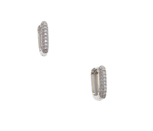 Rectangular Shape Faux Crystal Hoop Earrings