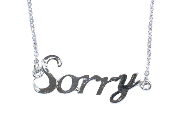 Silver 'Sorry' Pendant Necklace
