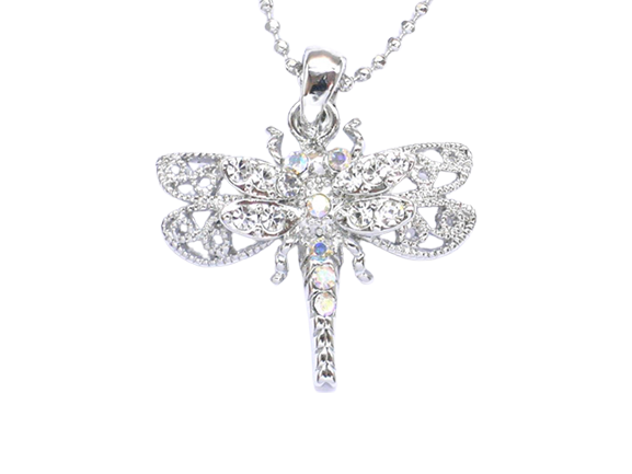 Rhinestone Dragonfly Pendant Necklace