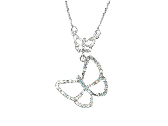 Rhinestone Double Butterflies Pendant Necklace