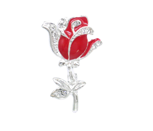 Red Rose Metal Brooch