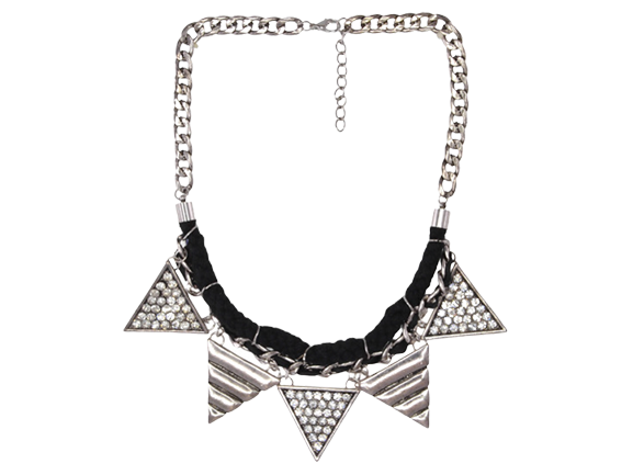 Silver Embellished Triangle Short Necklace