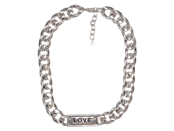 Silver 'LOVE' Sign Chain Necklace