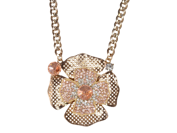 Crystal Embellished Flower Pendant Necklace