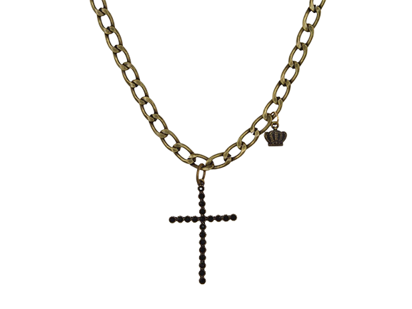 Black Cystals Cross Pendant Necklace