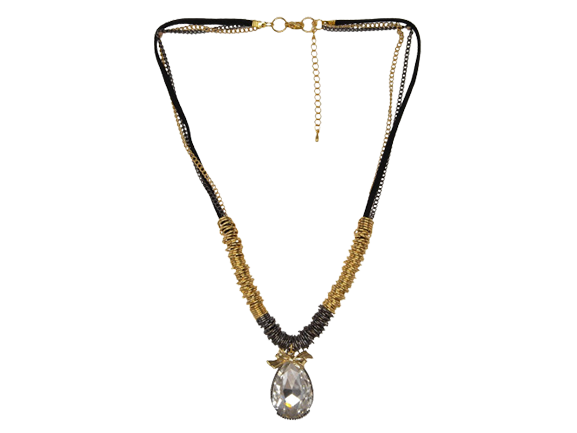 Gold & Dark Silver Water Drop Pendant Necklace