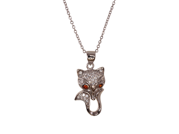 Rhinestone Fox Pendant Necklace