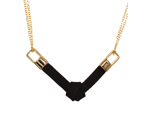 Simple Black Tie Gold Short Necklace