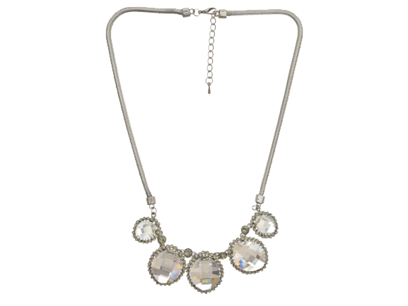 Crystals Pendant Silver Necklace