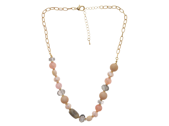 Mixed Stones Necklace -Pink