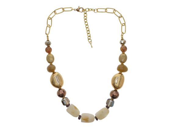 Eclectic Mixed Stone Gold Chain Necklace