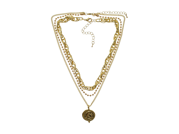 Multi Strand Portrait Coin Pendant Necklaces
