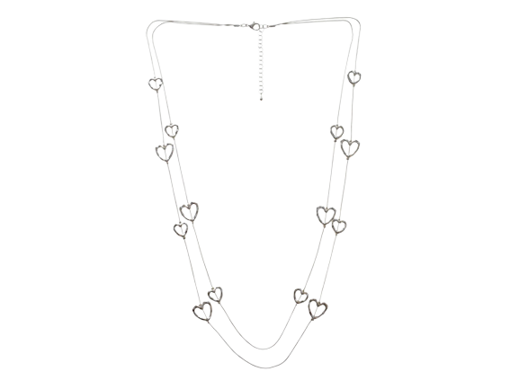 Multi Hearts Double Layers Long Necklace