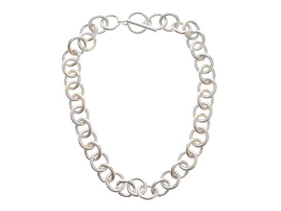 Silver Circle T-Bar Chain Necklace