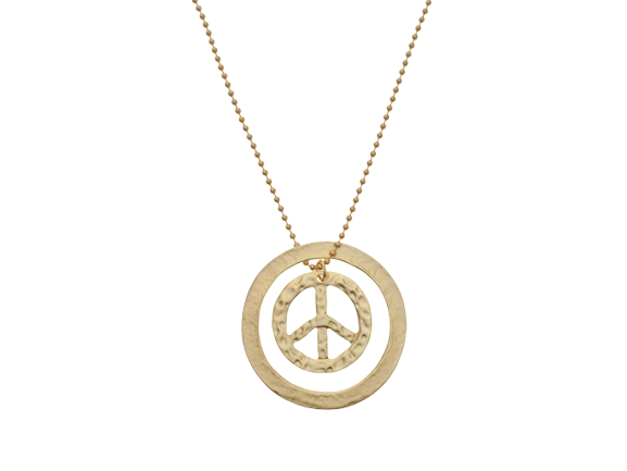 Gold Peace Sign Pendant Necklace