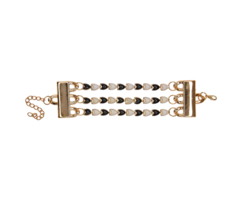 Metal Three Lines Hearts Beaded Bracelet