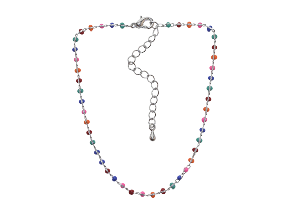 Multi Colour Beaded Silver Anklet