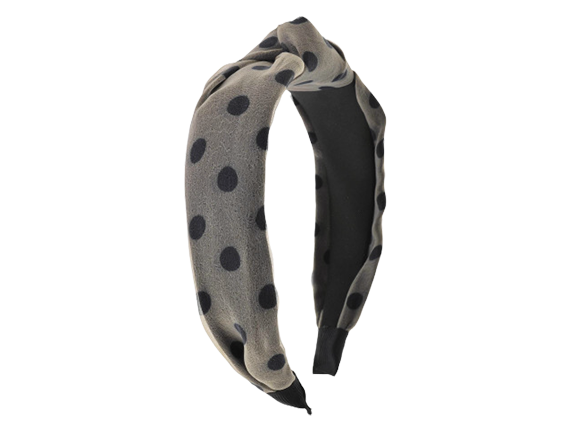 Grey / Brown Polka Dot Knot Headband