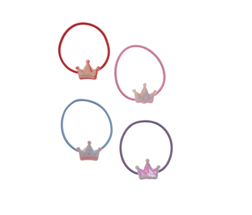 Plastic Crown Elastic Hair Tie- 4 packs
