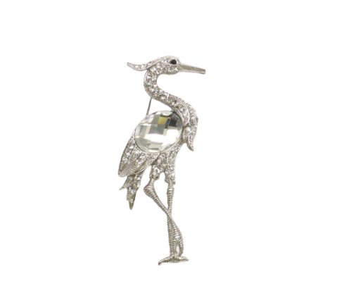 Crane Bird Metal Brooch