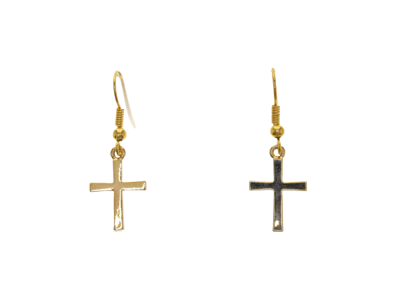 Gold Cross Drop Earrings
