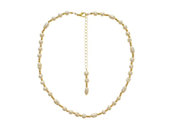 Gold Small Pearls Short Necklace