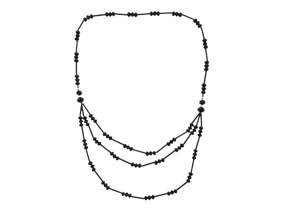 Triple Layers Black Crystals Necklace