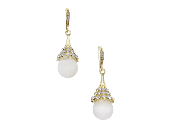 Gold Cone Shape Embellished Drop Earrings