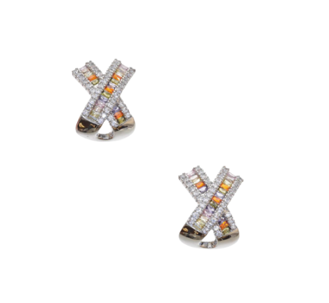 Multi Colour Sparkling Cross Stud Earrings