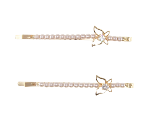 Beaded Pearls Butterfly Hair Pin- 2 pack