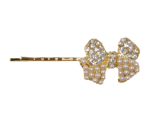 Crystals Pearls Bow Tie Hair Pin