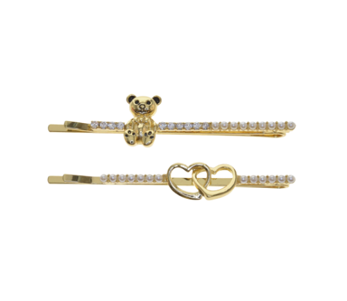 Hearts and Bear Hair Pin- 2 pack