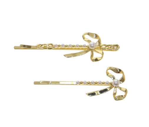 Pearls Bow Tie Hair Pin- 2 packs