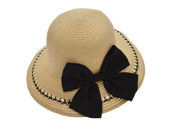 Straw Effect Bucket Hat with a Ribbon Bow