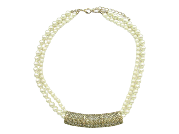 Gold Cover & Pearl Short Necklace