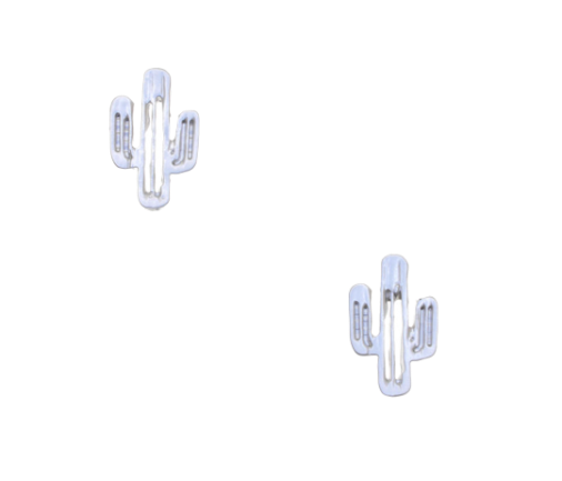 Silver Cactus Stud Earrings