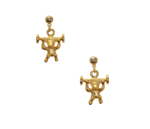 Gold Bear Drop Earrings