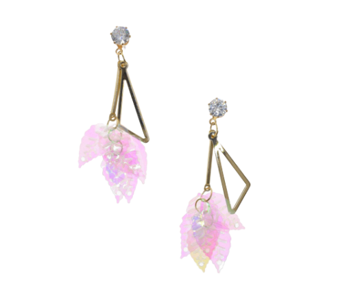 Pink Leaf Drop Earrings