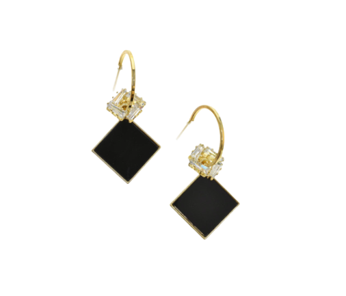 Black Square Hoop Earrings