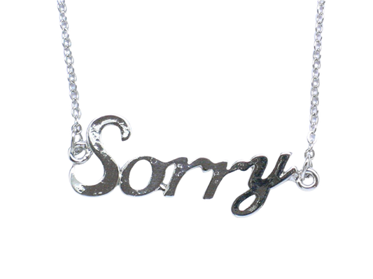 Silver 'Sorry' Pendant Necklace