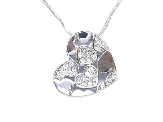 Multi Hearts Embellished Pendant Necklace