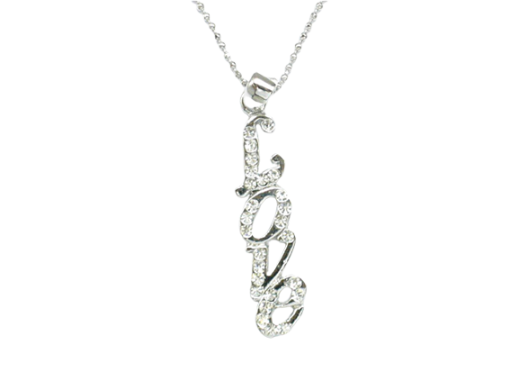 Linear 'LOVE' Embellished Pendant Necklace