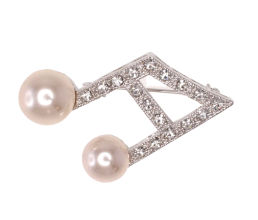 Sixteenth Notes Pearl Brooch