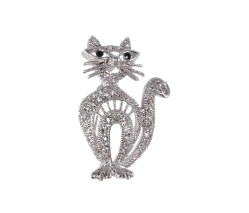 Staring Cat Metal Brooch