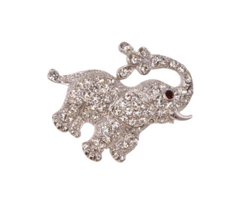 Elephant Faux Crystals Metal Brooch