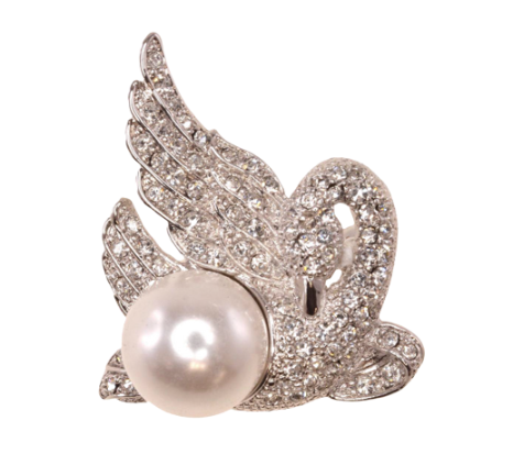 Swan Faux Pearl Brooch