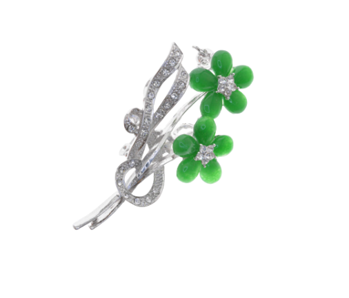 Green Flower Metal Brooch